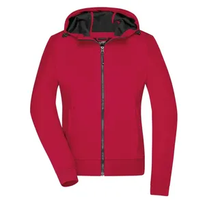 Custom Ladies' Hooded Softshell Raincoat Premium Ladies' Merchandising <b>Jacket</b> - Product Image 2