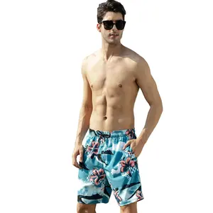 Erkekler için Mens yüzme şortu kısa egzersiz yüzmek mayo hızlı kuru su geçirmez yaz baskılı erkekler plaj şortu