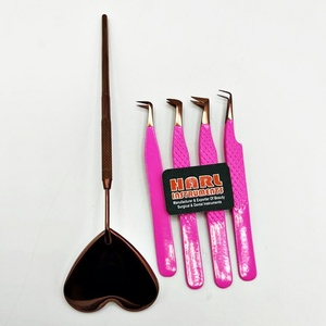 Pinces à cils personnalisées avec logo, forme volumineuse, pointe violette, couleur rose, pinces à cils pour extensions de cils, pointe en fibre pour extensions de cils - Product Image 3