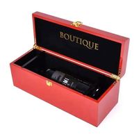 Boîte cadeau en bois pour vin, laquée rouge brillante, logo personnalisé, emballage en bois pour une seule bouteille