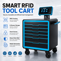 Chariot de gestion d'outils intelligent RFID haut de gamme, chariot à outils métallique multi-tiroirs avec un schéma complet d'outils d'entretien pour véhicules électriques