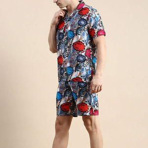 Conjunto de pantalones cortos estampados de tela de rizo suave y ligero para hombre Ropa de verano al aire libre más vendida con camiseta Estilo Hip Hop Patrón sólido - Product Image 2