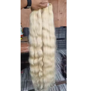 Extensions de cheveux indiens vierges blonds Remy Cheveux bruts du temple avec texture soyeuse pour coiffures naturelles Postiches en vrac - Product Image 1