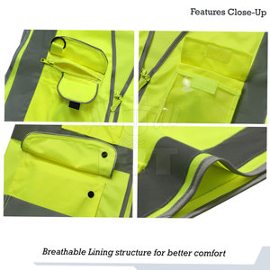 Chaleco de seguridad de poliéster de alta visibilidad personalizable para adultos de alta visibilidad con cremallera frontal y función a prueba de agua al mejor precio - Product Image 4