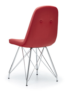 เก้าอี้ทานอาหารหุ้มเบาะคุณภาพสูง ทันสมัย นั่งสบาย ฐานโลหะ สีแดง - Product Image 3