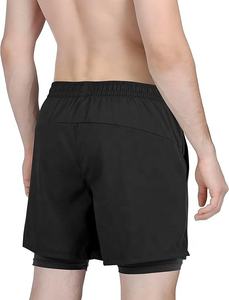 Ventas calientes Fitness 2-en-1 Shorts Pantalones cortos deportivos para hombres Pantalones cortos para correr cómodos y transpirables - Product Image 2