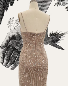 Chandni ชุดเดรสแต่งงานวินเทจสีทองชุดออกงานชุดราตรีงานปักลายลูกปัดบางสไตล์อิสลาม - Product Image 4