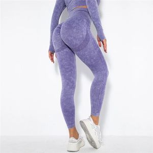 Mallas de Yoga sin costuras de cintura alta para mujer, ropa de gimnasio de patrón sólido para entrenamiento, correr, deportes y Fitness para uso en el gimnasio - Product Image 5