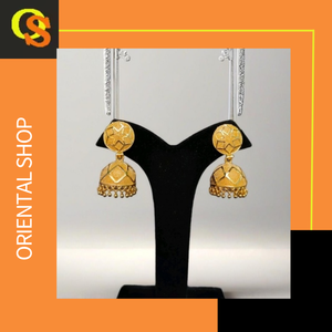 Acheter Boucles d'Oreilles Ensemble avec Conception Traditionnelle 22CT Plaqué Or Jhumka Style Boucles d'Oreilles Bijoux pour Femmes Porter - Product Image 2