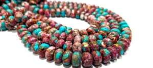 Kingman púrpura Dahlia cobre turquesa Rondelle liso 8mm cuentas vendidas por hebra 7 pulgadas de largo fabricación de joyas - Product Image 3