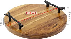 Plateau de service en bois élégant et pratique pour les boissons, les collations et les desserts pour les invités à la maison ou à l'extérieur. - Product Image 6