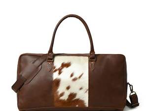 Bolso Bandolera Clásico Marrón y Blanco de Moda Vintage con Correa de Hombro Ajustable de Cuero Genuino y Cierre de Cremallera - Product Image 2