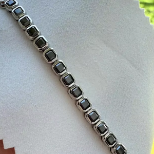 Ascher Black Moissanite Tennis Bracelet Bisel set Certified Black Moissanite Bracelet 925 Sterling Silver - Product Image 2