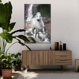 Grey Horse Canvas <b>Poster</b> with Black <b>Frame</b> for Wall Decor - Product Image 2