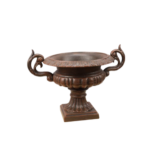 Maceta de urnas de jardín de Metal con acabado antiguo con mango y Pedestal para maceta de plantas de Metal decorativa para jardín al aire libre - Product Image 1