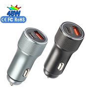 Penjualan Pabrik Charger Mobil Pengisian Cepat 48W QC3.0 Dual-Ports 12-24V dengan Port Type-C & USB Perlindungan Tahan Api