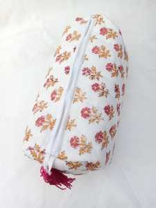 Sac de maquillage en coton pur indien fait à la main, écologique, avec fermeture éclair, style bohème, motif nœud, mignon, essentiels pour les déplacements, cosmétique - Product Image 6
