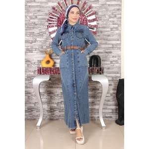 Robe en jean décontractée avec ceinture en cuir - Product Image 3