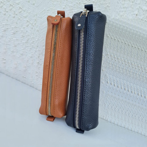 กระเป๋าใส่ดินสอหนังแท้มีซิปกระเป๋าเครื่องเขียนมีซิป (สีดำสีน้ำตาล) - Product Image 4