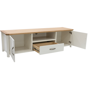 Meuble TV moderne de 1,8 m avec design contemporain en bois massif réglable pour salon ou chambre à coucher - Product Image 4