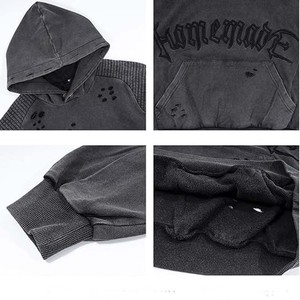Sudadera con capucha de lavado ácido de 420 Gsm de peso pesado con logotipo personalizado para hombre, aspecto lavado vintage desgastado de gran tamaño, gris oscuro para el invierno - Product Image 5