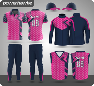 2024 Simple and Beautiful Print Design Cricket Uniform Half Sleeves Collar T-shirt Jersey with <b>Trousers</b> Pants - Product Image 3