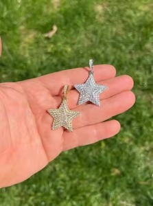 Moissanite Unisexe Iced Out Super Star Solid 925 Sterling Silver Fine Jewelry Pendentifs & Charms Passes Diamond Tester - Product Image 4