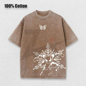 Anime Demon Slayer Oem Print Washed 100% Cotton Woven T-shirt Retro Harajuku Style Unisex Short Sleeve Pullover Hommes Femmes Casual - Product Image 6