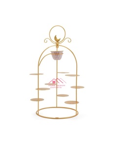 Support de gâteau de cage à oiseaux en fer de style européen de vente chaude 2024, support de gâteau de table de dessert en verre multicouche - Product Image 2