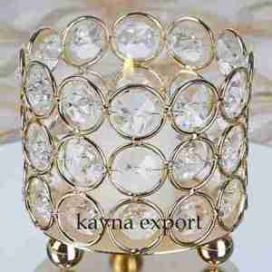 Hermoso candelabro votivo Chapado en cobre decorativo cristal metal chapado en oro votivo para luz de té a precio barato - Product Image 4