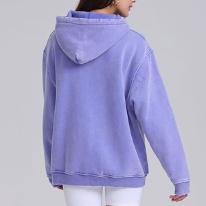 Sudaderas con capucha de lavado ácido de lana para mujer 100% algodón ecológico Casual Vintage servicio OEM Color personalizado - Product Image 4