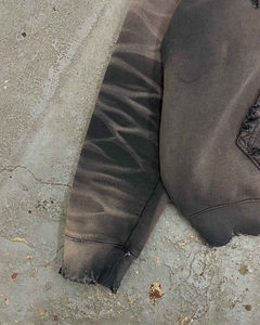 Acidwashvintagefrenchterry เสื้อมีฮู้ดผ้าฟลีซพิมพ์ลายนูนสำหรับฤดูหนาวผ้าคอตตอนผสม - Product Image 6