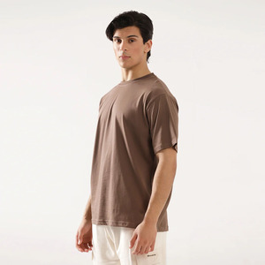 Premium <b>Men</b> Mocha Colour 100% Cotton Blank Drop Shoulder Ribbed Neck T <b>Shirt</b> for Sale With Custom Logo <b>Men</b> Low MOQ T <b>Shirts</b> - Product Image 4