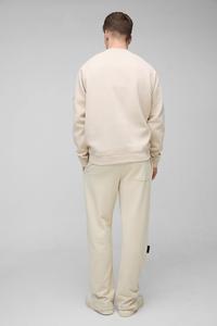 Sudadera beige con logotipo personalizado y detalle de botones en la manga, Jersey informal de algodón polar de gran tamaño, sudaderas con capucha de manga larga, ropa de calle - Product Image 3