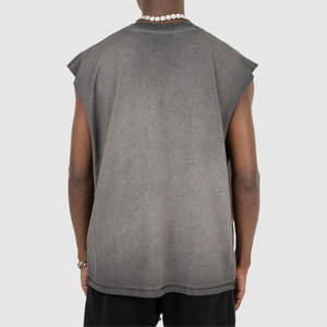 Débardeur personnalisé pour hommes OEM high street extérieur lavé débardeur pour hommes t-shirt vintage lavé gilet sans manches débardeur hipster streetwear - Product Image 2