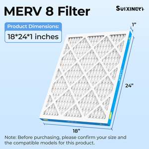 Filtre à air plissé de remplacement SUIXINEYI MERV8 18x24x1 rectangulaire à économie d'énergie pour climatiseur et fournaise - Product Image 2