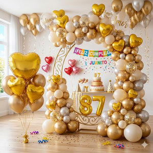 Globo de Helio con Forma de Corazón Dorado para Fiestas, 24'/60cm, Modelo 44048, Estilo Perla, para el Día de la Madre, Graduación, Año Nuevo Chino, España - Product Image 6