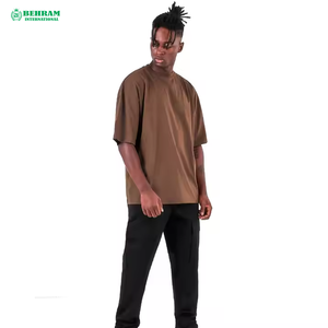 T-shirt Homme Grande Taille Coupe Boxy Épaules Tombantes Personnalisable Impression Numérique Design Vierge 100% Coton Écologique Vente en Gros - Product Image 5