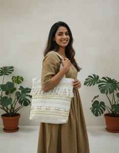 Sac à bandoulière pour femme en coton écologique fait main par Craftstages International, broderie décontractée, motif, fermeture éclair - Product Image 4