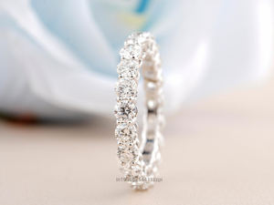 Mujeres Full Eternity Moissanite Diamond 14K oro blanco boda banda Vintage Art Deco diseño elegante regalo para esposa o novia - Product Image 2