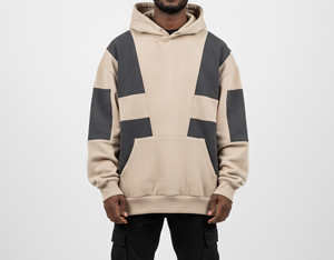 Sweat à capuche en molleton de coton surdimensionné à épaules tombantes, manches longues, personnalisé pour hommes - Product Image 6