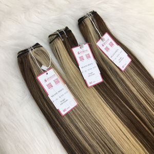 Premium Piano Color Machine Extensiones de cabello humano virgen Remy de doble trama Extensiones de tejido de cabello liso de 24 pulgadas - Product Image 2