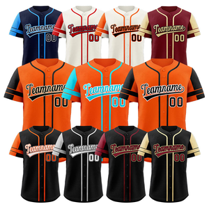 Camiseta de Béisbol Personalizada Unisex con Nombre y Número, Manga Corta con Botones, Uniforme de Equipo Estampado - Product Image 1