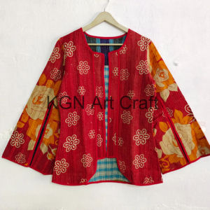 Veste matelassée Kantha en coton vintage unisexe imprimée à la main vêtements de fête courte longueur Kantha indien vêtements pour femmes - Product Image 1