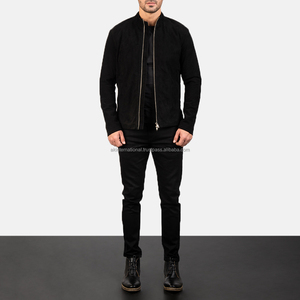 Chaqueta de Motociclista Unisex de Gamuza Negra de Alta Calidad, Transpirable y Resistente al Viento, Marca Saran International - Product Image 1