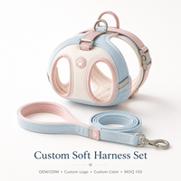 Ensemble Harnais et Laisse pour Chien en Daim Rose Pastel, Doublure en Maille Douce, Patch Patte Personnalisé, Kit de Promenade pour Animaux de Compagnie, Vente en Gros OEM