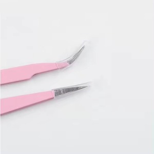 Juego de Pinzas Profesionales de Acero Inoxidable Rosa y Plateado con Punta Puntiaguda para Extensión de Pestañas de Volumen - Product Image 2