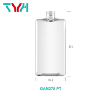 Botella de Plástico Transparente Octogonal Rectangular de 270 ml PETG con Tapa Pulverizadora para Mascarilla Facial y Champú (GAM270-PT)