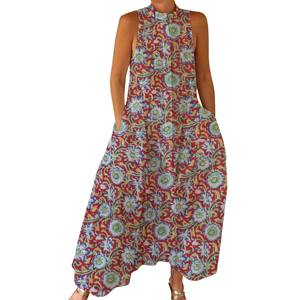 Combinaison décontractée d'été 100% coton, imprimé floral à la main, tissage doux avec fermeture éclair pour le printemps/été, adultes BPJS058 - Product Image 1