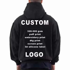 เสื้อฮู้ดผู้ชายปรับแต่ง500GSM XS-XL มีฮู้ดแบบมีฮู้ดผ้าฟลีซแนวสตรีท OEM ใส่โลโก้ได้ในฤดูใบไม้ร่วง - Product Image 5